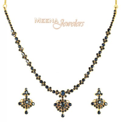 Gold Sapphire Necklace Set  ( Sapphire Necklace Sets )