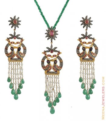 Peacock Pendant Set (Victorian Collection) ( Diamond Victorian Jewelry )