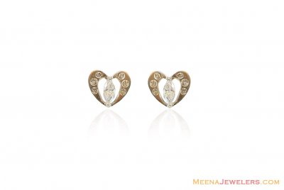 18Kt White Gold Heart Earrings ( White Gold Earrings )