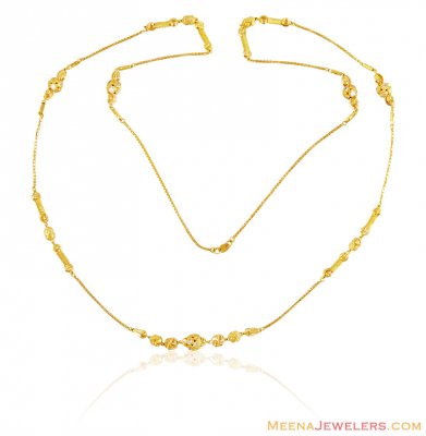 22K Gold Long Chain with Lazer Cuts ( 22Kt Long Chains (Ladies) )