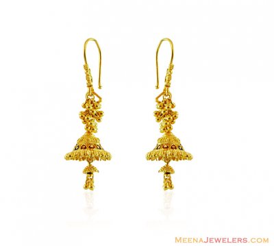 22K Fancy Meena Balls Earrings ( 22Kt Gold Fancy Earrings )
