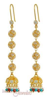 Gold Long Fancy Earrings ( Exquisite Earrings )