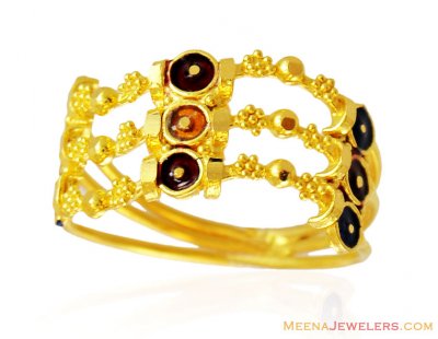 Designer Meenakari Wavy Band 22k  ( Ladies Gold Ring )