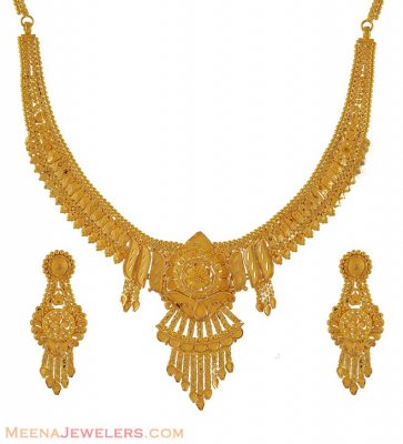 Fancy Necklace and Earring Set ( 22 Kt Gold Sets )