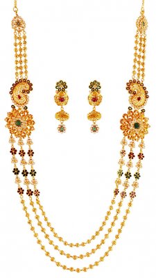 Designer Layered Gold Necklace Set ( Gold Designer Sets )