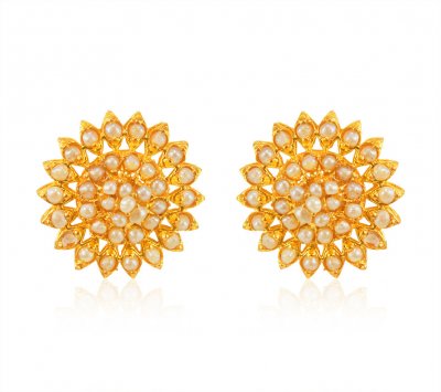 Pearl Earrings 22k Gold ( Precious Stone Earrings )