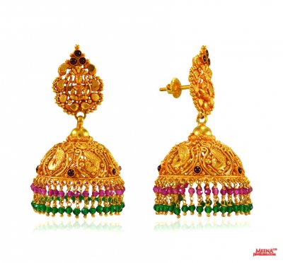 22K Gold Temple Jewelry  ( Exquisite Earrings )