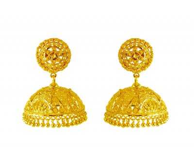 22K Gold Jhumki Earrings ( Exquisite Earrings )