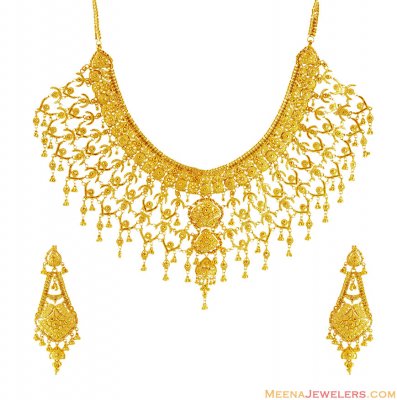 Exclusive Gold Bridal Necklace Set  ( Bridal Necklace Sets )