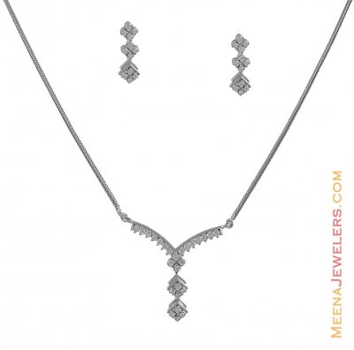 White Gold Necklace Earring Set ( White Gold Sets )