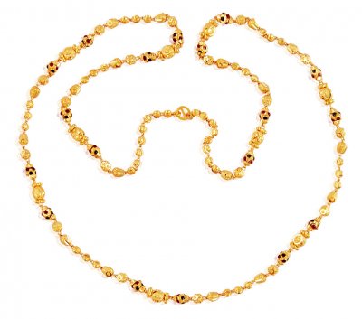 Meena Ball Long Gold Chain (25 Inc) ( 22Kt Long Chains (Ladies) )