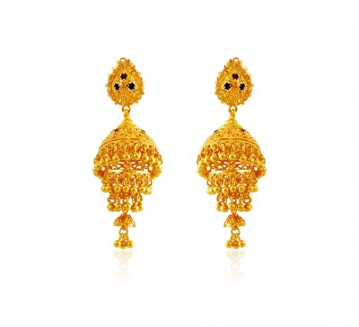 22K Four Layered Meena Jhumki ( 22Kt Gold Fancy Earrings )