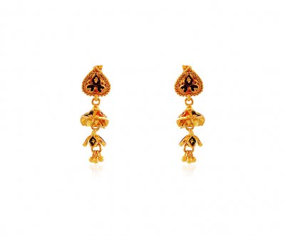 Fancy Meenakari Color Work Earrings ( 22 Kt Gold Tops )