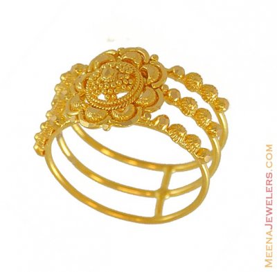 22k Gold Indian Filigree Ring  ( Ladies Gold Ring )