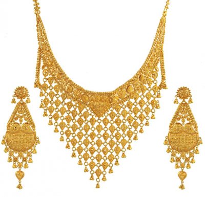 Gold Necklace, Earrings Set ( 22 Kt Gold Sets )