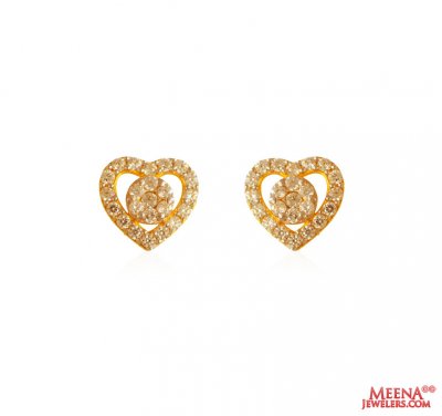 22k Gold CZ Earrings ( 22 Kt Gold Tops )