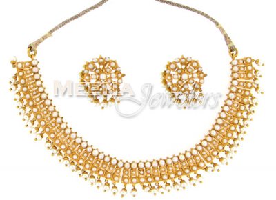 22 Kt Gold Pearl Set ( Combination Necklace Set )