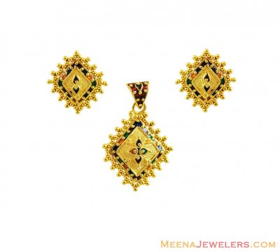 Meenakari Gold Pendant Set ( Gold Pendant Sets )