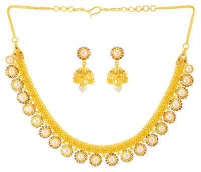 22kt Gold Designer Necklace set ( Gold Designer Sets )