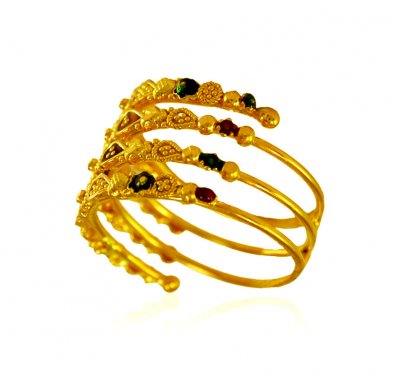 22 Karat Gold Meenakari Ring ( Ladies Gold Ring )