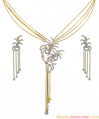 22k Gold Unique Necklace Set ( Gold Designer Sets )