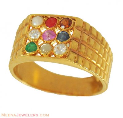 18Kt Gold Navaratan Ring ( Diamond Rings )