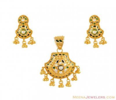 22k Gold Pendant set with Pearls ( Gold Pendant Sets )