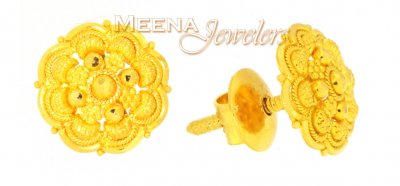 22K Gold Earrings with Filigree  ( 22 Kt Gold Tops )
