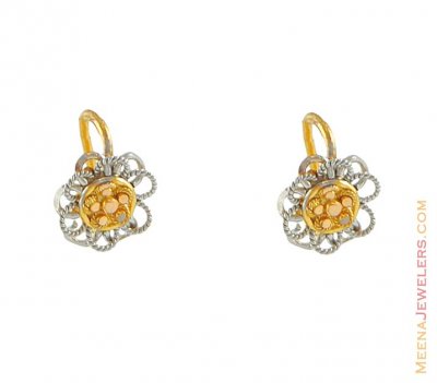 Gold earring with two tone ( 22Kt Gold Fancy Earrings )