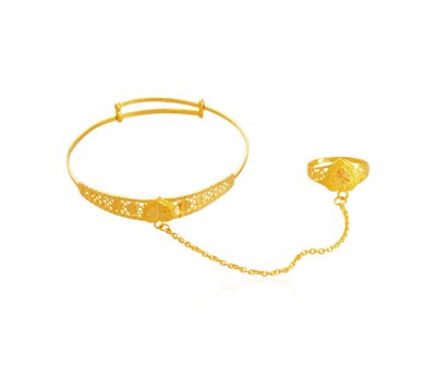 Fancy Kada with Ring 22k Gold ( Baby Bangles )