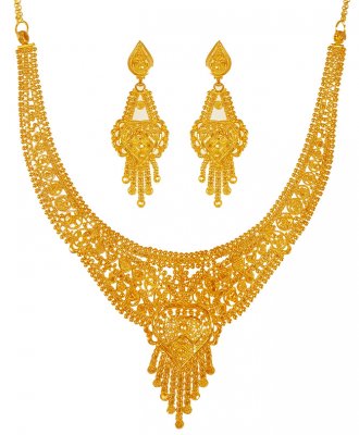 22KT Gold Necklace Earring Set ( Light Sets )