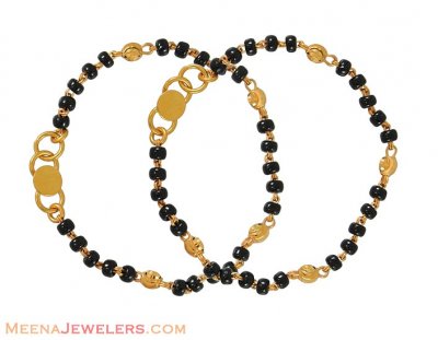 Bracelet with Beads(Gold) ( Black Bead Bracelets )