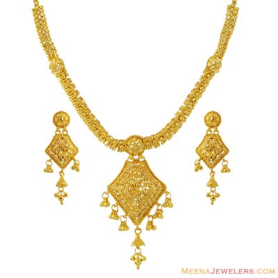 22k Filigree Necklace Set ( 22 Kt Gold Sets )