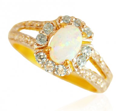 22k Gold  Opal  Ring  ( Ladies Rings with Precious Stones )