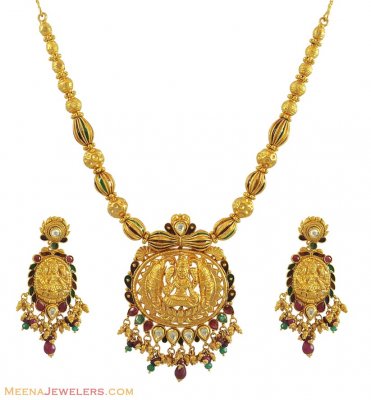 Indian Temple Jewelry (22K Gold) ( Antique Necklace Sets )