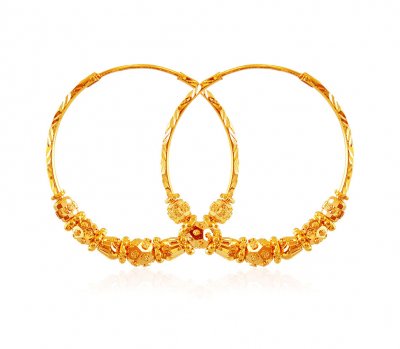 Beaded Gold Balls Hoop Earrings ( Hoop Earrings )