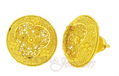 22Karat Gold Earrings with Filigree  ( 22 Kt Gold Tops )