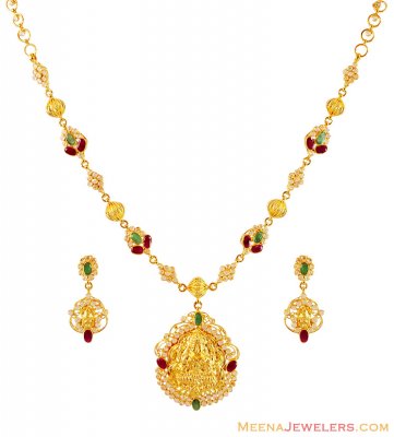 22k Religious Temple Necklace Set ( Gold Designer Sets )