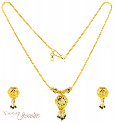 22K Fancy Necklace Set ( Gold Designer Sets )