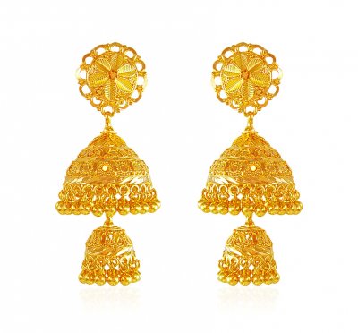 22 Karat Gold Jhumki Earrings ( Exquisite Earrings )