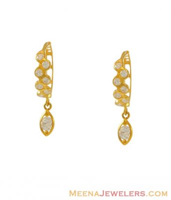 Yellow Gold Clip Ons With CZ ( Clip On Earrings )
