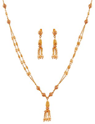 Gold Layered Pearl Necklace Set ( Light Sets )
