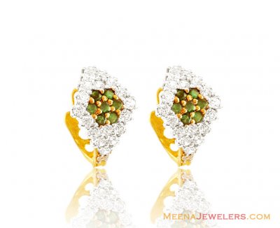Clip On 22k Gold Earrings Emerald ( Clip On Earrings )