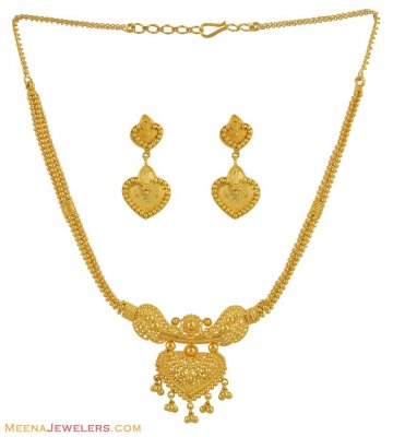 22K Yellow Gold Necklace Set ( 22 Kt Gold Sets )