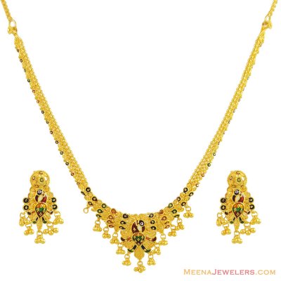 22K Exquisite Peacock Necklace Set ( 22 Kt Gold Sets )