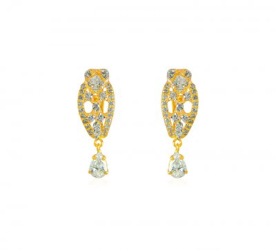 Gold Clip On Earrings With CZ ( Clip On Earrings )