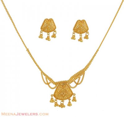 22k Gold Filigree Necklace Set ( Light Sets )