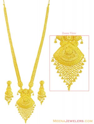 22K Gold Long Necklace Set ( Bridal Necklace Sets )