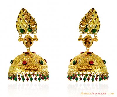 22K Gold Traditional Jhumki ( 22Kt Gold Fancy Earrings )