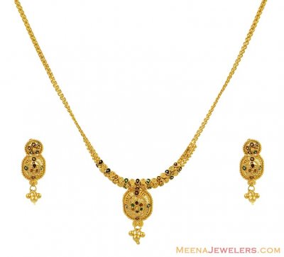 Gold Meenakari Necklace Set ( Light Sets )